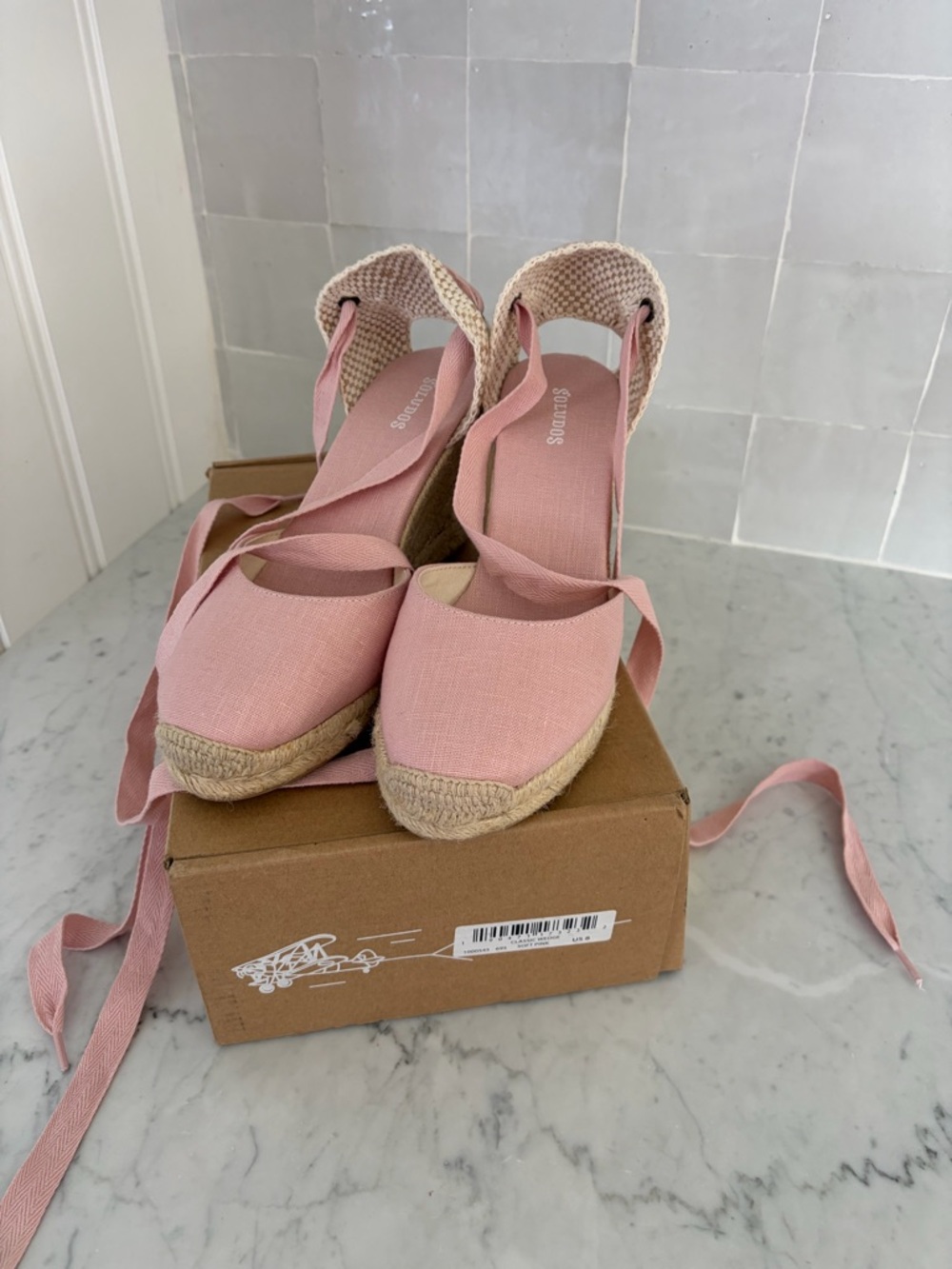 Soludos NWT Pink Wedge Ankle Tie Espadrilles - Picture 3 of 7
